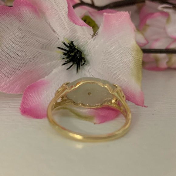 SOLD ~ Nephrite Jade East West Ring, 14k Gold - Picture 7 of 11